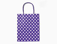12CT Medium Purple Polka DOT Biodegradable, Food Safe Ink & Paper, Premium Quality Paper (Sturdy & Thicker), Kraft Bag with Colored Sturdy Handle (Medium, P.Purple)