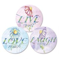 Live, Love, Laugh Envelope Seals - Set of 144 (3 Designs) Self-Adhesive, Flat-Sheet, 1-1/2" Sticker Seals, By Colorful Images
