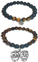 Aromatherapy Women's Tiger Eye & Black Lava Essential Oil Diffuser Beads Charm Stretch Bracelet Gift Set. (Comedy & Tragedy)