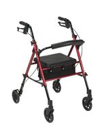 Drive Medical Adjustable Height Rollator with 6 Inches Wheels, Red