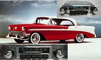 Custom Autosound Stereo compatible with 1955-1956 Bel Air, Nomad, One Fifty, Two Ten, 300 watt Slidebar AM FM Car Stereo/Radio