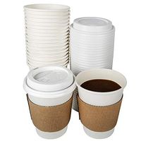 TashiBox 12 oz Disposable Coffee Cups With Lids and Sleeves, Paper Hot Cup - 108 Sets