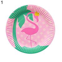 8Pcs Flamingo Round Square Disposable Paper Plate Cups Birthday Party Tableware Party Plates