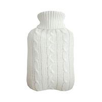 Hot Water Bottle Knit Cover,2 Liter Soft Cover Knitted Cold-Proof Washable Removable Large Protective Heat Preservation Hot Water Bottle Safe Explosion-Proof Warm (Color : White)