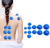 Healthcom 12 Pcs Silicone Cupping Set Acupuncture Cupping Therapy Set Professional Body Massage Cup Set Vacuum Massage Cupping for Pain Relief Muscle Relaxation(Blue)