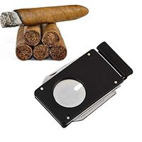 Stainless Steel Cigar Cutter Guillotine Double Cut Blades Black