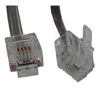 20 pack of 1 foot 2 Conductor Silver Satin Or Gray Telephone Phone Line Cable Cord Wire- single line phone RJ11 / RJ14 Type End- Commonly Used In Most Residential Homes and many Small Business's