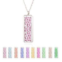 Nadiho Essential Oil Diffuser Necklace, Rectangle Aromatherapy Diffuser Locket Stainless Steel Pendant with 10 Shiny Felt Pads(Circle)