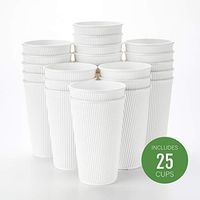 16 oz White Paper Coffee Cup - Ripple Wall - 3 1/2" x 3 1/2" x 5 1/2" - 25 count box - Restaurantware