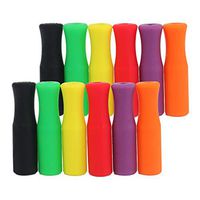 Silicone Straw Tips, STAR-FLY Food Grade Multicolored Straw Tips Cover for 1/4" (6 mm) Stainless Steel Drinking Straws (12-pack)