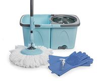SoftSpin Spin Mop and Bucket – 2 Stage Floor Mop System with Built-in Detergent Dispenser Separates Clean and Dirty Water to Get Floors Cleaner (Blue)