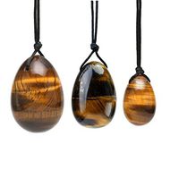 Natural Tiger Eye Stone Yoni Eggs Jade Egg Set for Women Health and Wellness Kegel Exercise Massage Stone - 1 Set (3 Pieces)