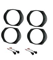 2 Pair Car Stereo Install Aftermarket Speakers 6x8 Converter to 6.5" or 6.75" Inch Plastic Bracket Adapter Mount Spacer Plates and Speaker Wire Harness for Select Ford, Lincoln, Mazda, Mercury Vehicles - Compatible Vehicles Listed Below