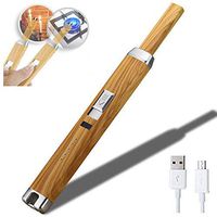 Electric Arc Lighter - Long Lighters - Plasma USB Rechargeable for Multipurpose Windproof Flameless Safe Use in Gas Stove in Kitchen, Candle, BBQ or Camping in Gift Box (New Wood Grain)