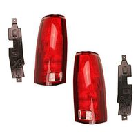 Tail Light Assemblies Pair Set Rear Lamps with Bulb Sockets & Connector Plates for 88-99 GMC Chevy Pickup 00 2500/3500 C/K Old Body Style Truck replaces 5977867 5977868 GM2800104 GM2801104 AutoAndArt