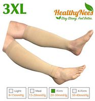HealthyNees Shin Calf Sleeve 20-30 mmHg Medical Compression Circulation Extra Wide Plus Size Big Tall Leg Thick Calves Firm Support (Beige, Big Calf 3XL)