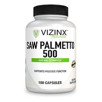 VIZINX Saw Palmetto 500-100 Capsules Made with Non GMO Berries / 25% Extract Supports Prostate Function Rich in Fatty Acids and Phytosterols
