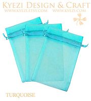 500 Pcs Turquoise 3x4 Sheer Drawstring Organza Bags Jewelry Pouches Wedding Party Favor Gift Bags Gift Bags Candy Bags [Kyezi Design and Craft]