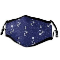 Floral Pattern Little Dots and Flowers Mouth-MufflePortable Health for Allergies with Adjustable Earloop Black