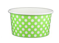 Black Cat Avenue Paper Ice Cream Cups, Polka Dot, Green, 6 Ounce, 50 Count