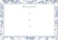 Caspan 72905E40 10 Invitations 10 Envelopes Romantic Toile Blue 7" x 5"