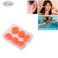 Earplugs 3 Pairs Pack, Soft Silicone Ear Plugs for Swimming Bathing and Sleeping, Kids Soft Silicone Earplugs, Keep Water Out, Sound Blocking, Premium Swimming Earplugs - Doctor Recommended (Orange)