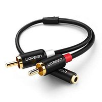 UGREEN 3.5mm Female to 2RCA Male Stereo Audio Cable Gold Plated for Smartphones, MP3, Tablets, Home Theater