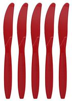 Amcrate Red Disposable Medium Weight Plastic Knives - Ideal for Weddings, Party’s, Birthdays, Dinners, Lunch’s. (Pack of 100)