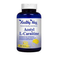 Healthy Way Pure Acetyl L-Carnitine 1000mg Max Strength - 200 Capsules - To Support Energy, Brain Function & Fatty Acid Metabolism - NON-GMO USA Made