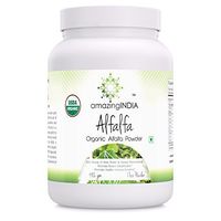 Amazing India Organic Alfalfa Powder 16 Oz (481.94 Gm) - USDA Certified Organic- Raw, Vegan Plant-Based Nutrition- Supports Digestive Health, Detoxification and Immune Health*