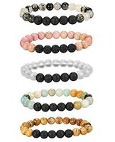Besteel 5-10 Pcs Aromatherapy Oil Diffuser Bracelets for Women Lava Stone Bead Bracelet Set 8MM