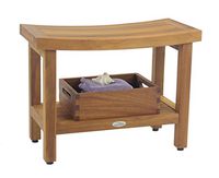 (Fully Assembled) AquaTeak Patented 24" Sumba Teak Shower Bench with Shelf & Moa Small Tray