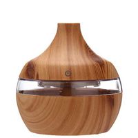 LXLP 300ml Cool Mist Humidifier Ultrasonic Aroma Essential Oil Diffuser Quiet Humidifier with Color LED Lights Changing for Office Home Bedroom Living Room Study Yoga Spa - Wood Grain (Light)