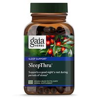 Gaia Herbs, SleepThru, Sleep Support, Non Habit Forming Herbal Sleep Aid, Passionflower, Ashwagandha, Jujube, Organic, Melatonin Free, Vegan Liquid Capsules, 120 Count