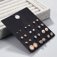 12 Pairs Elegant Rhinestone Crystal Pearl Earrings Set Women Ear Stud Jewelry Best Accessory Good Jewerly Stylish Design Womens Designer Pendant Girls Bangle