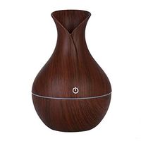 Vtrem Essential Oil Diffuser 130ml Wood Grain Vase-Shaped Ultrasonic Aromatherapy Cool Mist Humidifier With 7 Colors LED Lights & Waterless Auto Shut-Off for Home Office Bedroom (Dark Wood Grain)