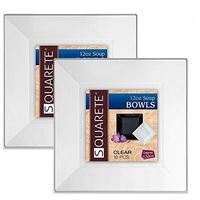 Squarete 12 Ounce Square Clear Soup Bowlsl Heavy Duty Elegant Disposable 12 oz Square Party Soup Bowls 10 Bowls Per Package Pack of2