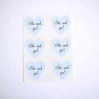 She Said Yes Heart Stickers by Once Upon Supplies, Labels and Seals for Wedding Invitations, Save The Dates, Bridal Shower Invitations, 1.5 X 1.5 Inches, Pale Blue 48 Stickers