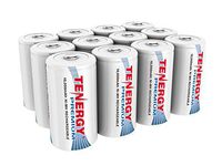 12 pcs of Premium D Size 10,000mAh High Capacity High Rate NiMH Rechargeable Batteries - UL Certified