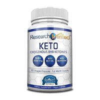 Research Verified Keto - Vegan Keto Supplement with 4 Exogenous Ketone Salts (Calcium, Sodium, Magnesium and Potassium) and MCT Oil to Boost Energy, Weight Loss and Focus in Ketosis - 1 Bottle