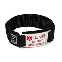 DO NOT RESUSCITATE and DNR Medical ID Alert Bracelet with Black Wrist Band.
