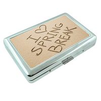 Spring Break Party Time S9 Silver Cigarette Case Metal Wallet Id Holder King & 100's 4" X 2.75" RFID Protection