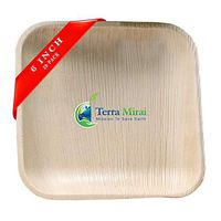 Terra Mirai 6” Palm leaf Square Plates –Ecofriendly Disposable Dinnerware, Party Supplies Ideal for Tailgate Parties, Camping, Family Dinner and Sports Event (20 Pack)