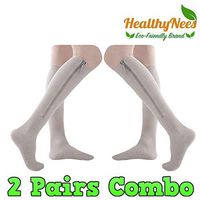 HealthyNees 2 Pairs Set Combo Closed Toe 15-20 mmHg Zipper Compression Socks Leg Fatigue Calf Circulations Support Grey (2XL)