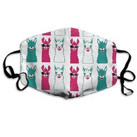 Fashion Earloop Mouth Ma.SKS, Dustproof Smog Face and Nose Cover with Adjustable Elastic Strap - Windproof Cute Funny Sunglassess Llama Pink Green Half Face Mouth Ma.sk