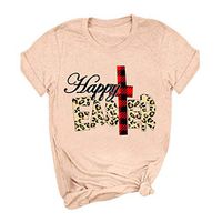 Eoeth Happy Easter!Pullover for Women Summer Letter Print Short Sleeved Top Casual Loose T-Shirts Blouse Tee Shirts Pink