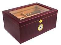 Mantello Large Glass-Top Cigar Humidor Humidifier Box with Hygrometer and Cedar Tray - Holds (50-100 Cigars)