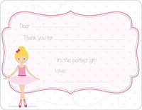 Ballerina Fill-in Thank You Note Cards for Kids, 5.5" X 4.25" Notecards with White Envelopes