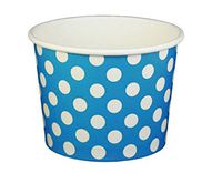 Black Cat Avenue Paper Ice Cream Cups, Polka Dot, Blue, 16 Ounce, 50 Count