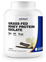 Nutricost Grass-Fed Whey Protein Isolate (Vanilla) 5LBS - Non-GMO, Gluten Free, Natural Flavors